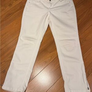 White House Black Market Ankle Length Cream White Straight Leg Jeans 10 Diamond